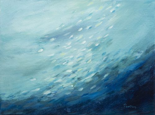 Deep Shimmer - Robyn Pedley, Acrylic on canvas.30cm x 40cm, framed - white