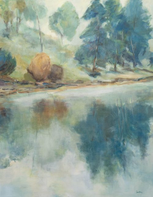 Beside Still Waters - Robyn Pedley, Acrylic on Canvas 95x75cm. Framed in oak. Bobbie P Gallery