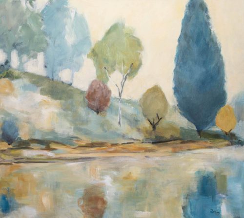 Down to the River - Robyn Pedley, Acrylic on Canvas 85x95cm. Framed in oak. Bobbie P Gallery